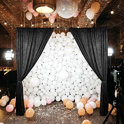 AK TRADING CO. 10 feet x 10 feet Lush Velvet Backdrop Drapes Curtains Panels with Rod Pockets - Wedding Ceremony Party Home Window Decorations - Black - color: Black