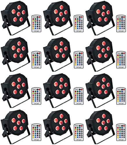 Rockville Battery Par 6RF Black RGBWA, UV Wireless LED Wash Light, 12-Pack