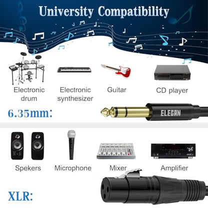 6.35mm (1/4 Inch) TRS Male to XLR Female Cable 4 Ft, Balanced Professional Shielded Stereo Microphone Cable Cord, Gold Plated for Mixer AMP Speaker Amplifier with 6.35 to 3.5mm Adapter+Ties - size: 4FT, style: 6.35mm to XLR Female