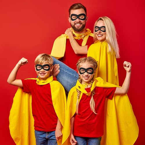 Superhero Black Eye Masks - Felt Halloween Dress Up Masks, Adjustable Black Masks with Elastic Rope - Great Party Cosplay Accessory - for Superhero Bandit Thief Adult Kids(4 Pcs) - style: 4 Pcs