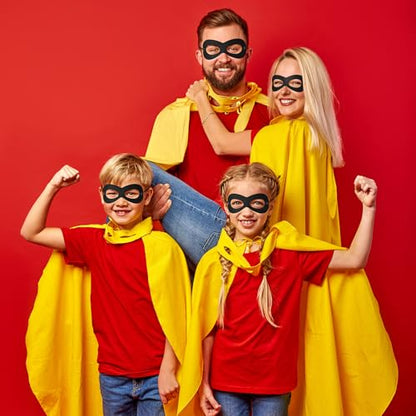 Superhero Black Eye Masks - Felt Halloween Dress Up Masks, Adjustable Black Masks with Elastic Rope - Great Party Cosplay Accessory - for Superhero Bandit Thief Adult Kids(4 Pcs) - style: 4 Pcs