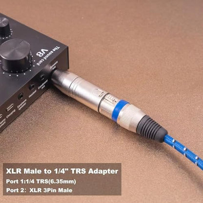 1/4 to XLR Adapter 4 Pack, 1/4" TRS to XLR (2 Pair), 2pcs Male to Male and 2pcs Male to Female, Balanced Quarter Inch 6.35mm Male to XLRMale/Female Adapters for Mixers, Microphones, Amplifiers - style: 1/4" TRS to XLR Adapter 4 Pack