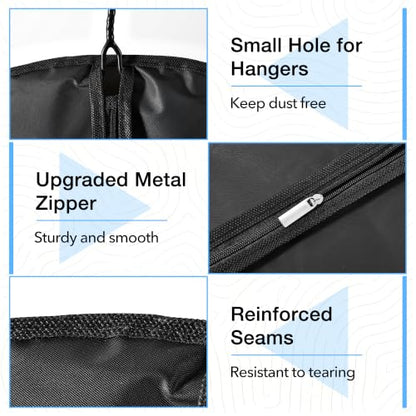 43" Suit Bags for Closet Storage and Travel, Garment Bags for Hanging Clothes, Suit Garment Bag for Men, Black Suit Cover Bags with Clear Window for Coats, Jackets, Shirts（10 Packs） - size: 43''- 10 Pack