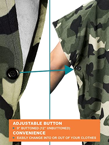 SUN CUBE Surf Poncho Changing Robe with Hood, Wetsuit Changing Hooded Towel | Thick Quick Dry Microfiber, Wetsuit Changing Towel, Surfing Beach Swim Outdoor Sports Cover Up, Adult Wearable Poncho - color: Camo Green