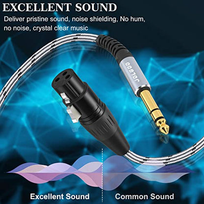 JOLGOO XLR Female to 1/4 Inch 6.35mm TRS Plug Balanced Interconnect Cable, XLR to Quarter inch Cable, 10 Feet, for Microphone,Mixer,Guitar,AMP,Speakers - size: 10 Feet, style: XLR Female to 1/4 TRS Male