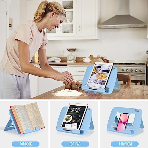 Desktop Book Stand, Tabletop Music Stand, Portable Book Holders for Reading Kids Cookbook Stand Book Tray Book Rest Recipe Children's Gifts Travel Girls boy School Supplies (Blue 11.82" *8.26") - color: Blue