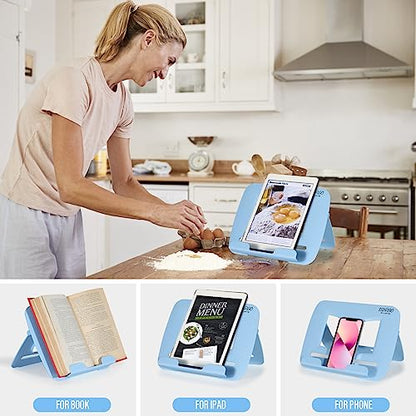 Desktop Book Stand, Tabletop Music Stand, Portable Book Holders for Reading Kids Cookbook Stand Book Tray Book Rest Recipe Children's Gifts Travel Girls boy School Supplies (Blue 11.82" *8.26") - color: Blue