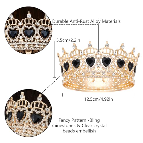 Queen Crown Rhinestone Wedding Crowns and Tiaras for Women Costume Party Hair Accessories Princess Birthday Crown Crystal Bridal Crowns - color: Gold Black Crown