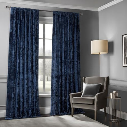 HPD Half Price Drapes Lush Crush Velvet Curtains - Room Darkening Curtain 96 Inches Long for Bedroom & Living Room, Luxury Look, Rod Pocket Design, (1 Panel), 50W x 96L, Sapphire Blue - color: Sapphire Blue, size: 50"W x 96"L (Pack of 1)
