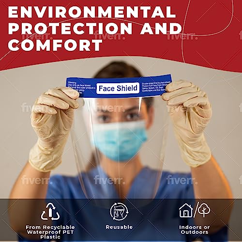 Medical Nation Face Shield | Case of 200 | Clear Plastic Face Shields for Women, Men & Kids, Anti-Fog, Lightweight Reusable Face Shield Mask, Safety Visor Cover with Comfortable Sponge & Elastic Band - style: Case of 200
