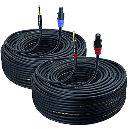 speak on 2Pcs Professional Speakon to 1/4 Inch ts Speaker Cable for pa jack Pair 18 awg Gauge Male Audio port plug Amplifier Connection dj amp Heavy Duty bocina Cord Wire ft with Twist Lock(6 feet) - size: 6 feet