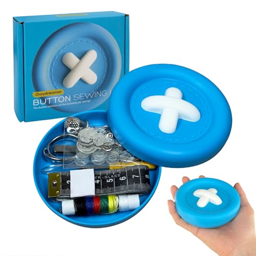 LIBERATECH Portable Sewing Kit, Travel Sewing Supplies with Thread, Needles, Scissors, Buttons, for Emergency Clothes Repair, Home, Travel, Beginners, Adults, Teens - Cute Cartoon Plastic Case (Blue) - color: BLUE