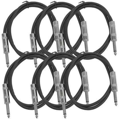 Seismic Audio SASTSX-2Black-6PK 2-Feet TS 1/4-Inch Guitar, Instrument, or Patch Cable, Black - color: Black, size: 2 Foot