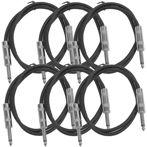 Seismic Audio SASTSX-3Black-6PK 3-Feet TS 1/4-Inch Guitar, Instrument, or Patch Cable, Black - color: Black, size: 3 Foot