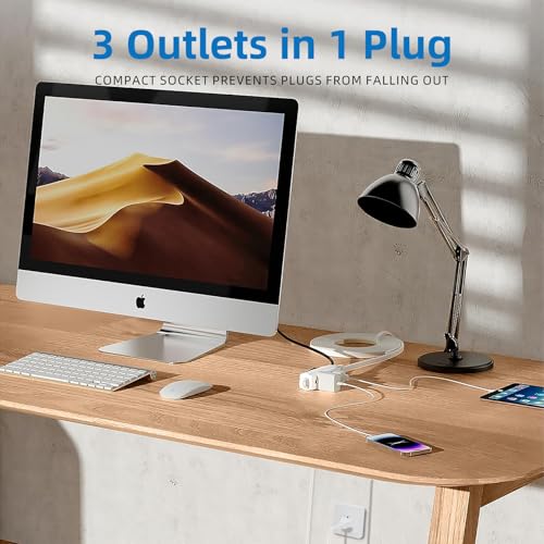 TiFFCOFiO Indoor Extension Cord, 2 Prong 15 Feet Extension Cord, 3 Polarized Outlets with Safety Slide Windows,13A/1625W, 16 AWG, 2 Packs - size: 15FT 2 Packs