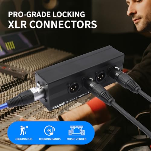 XLR 1 to 4 Box,4-Way Balanced XLR Splitter Box,3Pin XLR 1 Female to 4 Male Splitter,1-In-4-Out Audio Distributor for Studio, Live, Mixer, Amplifier, Preamps, Powered Speaker - color: 1 Female to 4 Male Adapter