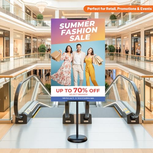Poster Stand & Sign Holder, Single-Sided Floor Poster Board Stand with Easel Holder, 58" Adjustable Pedestal Sign Stand for Board & Foam Display at Wedding, Restaurant, Business & Events, Black - size: 1 Pack Single-Sided Poster Stand