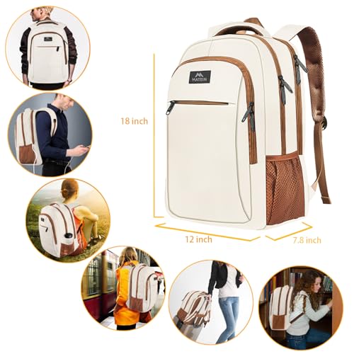 MATEIN 15.6 inch Travel Laptop Backpack, Cute Anti Theft Slim Sturdy Bag | Water Resistant, College Computer Bag, Daily Commute & Travel, Gift for Men & Women Nurse Teacher, Everyday Carry Lightweight - color: Beige Brown, size: 15.6 Inch
