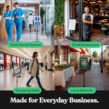 T-SIGN 31.5 to 48 Inch Pedestal Sign Holder - Adjustable Floor Sign Stand for 11x17 Displays, Heavy Duty Outdoor Sign Holder with Square Base for Restaurants, Retail, Trade Shows, and Events (Black) - size: 11 x 17 inches, Black