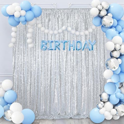 8ft x 8ft Silver Sequin Backdrop CurtainBackdrop for Wedding Birthday - color: Silver, size: 8ft x 8ft