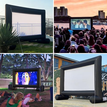 14Ft Outdoor Inflatable Movie Projector Screen with Built-in Fan Supports Front and Rear Projection, Blow Up Movie Screen for Party, Easy to Set Up - size: 14Ft