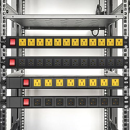 BTU Power Strip Surge Protector Rack-Mount PDU, 8 Right Angle Outlets Wide-Spaced, Mountable Power Strip Heavy Duty for Server Racks, Commercial, 300J (Black 10FT) - color: Black 10FT