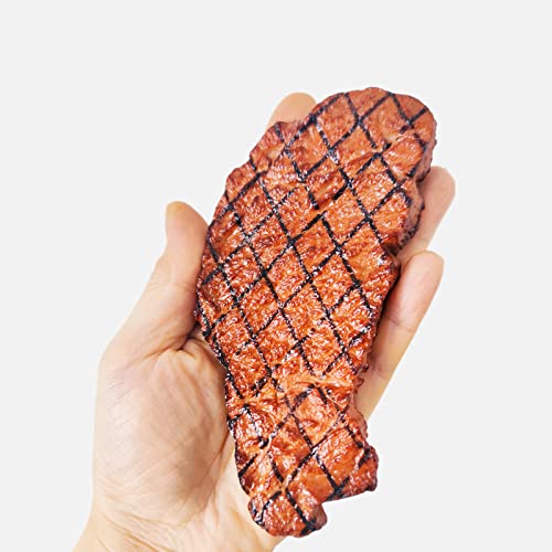 2Pcs Simulated Food Steak Artificial Lifelike Steak Fake Cooked Roast Beef Meat Model for Home Kitchen Cabinet Desk Shops Party Decor Sample Display Photography Props (Pack of 2) - size: free size (Pack of 2)