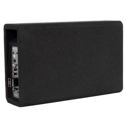 NVX 10" 1200W (350W RMS) Shallow Slot Ported Powered Subwoofer Enclosure | Built-in Amplifier, Metal Grille, Remote Bass Knob, Easy to Install in Cars & Trucks - size: Single 10"