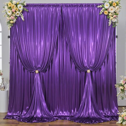 Besutolife Sequin Backdrop Curtains, 20×10 ft Sparkle Wedding & Party Backdrop Drapes with Wrinkle-Resistant Design, Glitter Photography Background for Bridal Showers, Birthdays, Baby Showers - color: Purple, size: 5x10 ft (4 Panels)