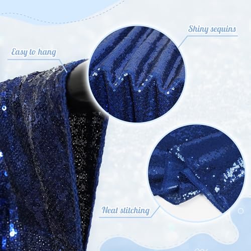 PartyDelight Navy Blue Sequin Backdrop Curtains 2x8ft 2 Panels - color: Navy Blue, size: 24"W x 96"L (Pack of 2)