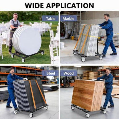 KEDSUM 2200lbs Heavy Duty Drywall Cart with 5" Swivel Casters | Thickened Steel Table Cart with Handle, Panel Dolly for Drywall, Plywood, Lumber, Ideal for Factory, Hotel, Warehouse, Party