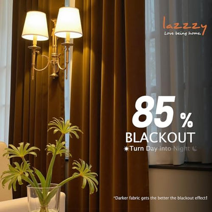 Lazzzy Blackout Golden Brown Velvet Curtains Rod Pocket 52×72 Inch 2 Panels | Soft Velvet, For Small Windows, Kitchens & Bathrooms, Light Shifting Texture, Elegant Luxury Drape, Rich, Rod Pocket - color: R | Gold Brown, size: 52"W x 72"L (Pack of 2)