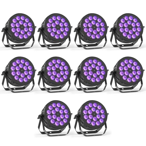 Stage Par Lights, 18X10W RGBW 4-in-1 LED DJ Par Can Light, Full Cast-Aluminum Party Uplight with Strobe Wash Effect by DMX512 & Sound Activated for Wedding Festival Event DJ Live Show - 10 Pack - size: 10 Pack