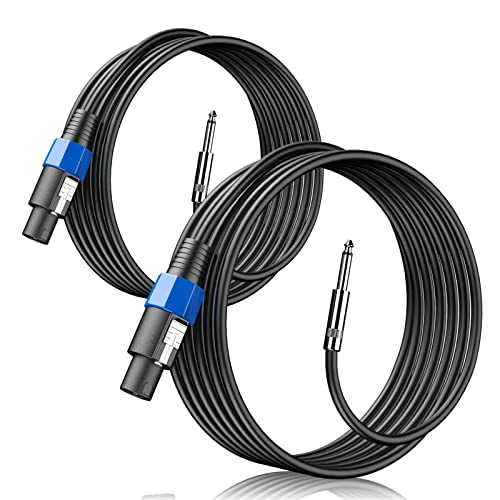 2-Pack 10 Feet Speakon to 1/4 Inch TS Speaker Cable 12 Gauge Twist Lock - size: 10 Feet