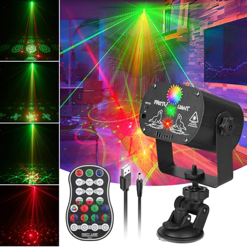 DJ Laser Party Lights, RGB LED Disco Light, Sound Activated Projector Strobe Light with Remote Control for Christmas Halloween Decorations Karaoke Birthday Dance Wedding Stage Show - size: Corded Electric*1
