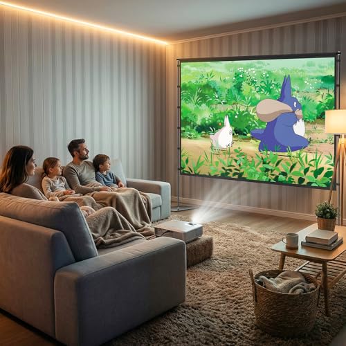 Outdoor Projector Screen with Stand - 120 Inch Portable Projector Screen Outdoor Indoor Projection Screens 16:9 4K HD Movie Screens with Carry Bag Can Enjoy Home Theater Projection Screens