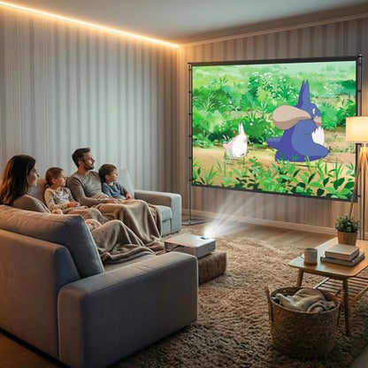 Outdoor Projector Screen with Stand - 120 Inch Portable Projector Screen Outdoor Indoor Projection Screens 16:9 4K HD Movie Screens with Carry Bag Can Enjoy Home Theater Projection Screens