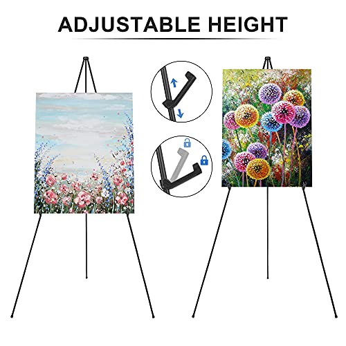 Easel Stand for Wedding Sign & Poster Display 63'' Portable Art Easel for Floor Adjustable Metal Easel Black - style: Black