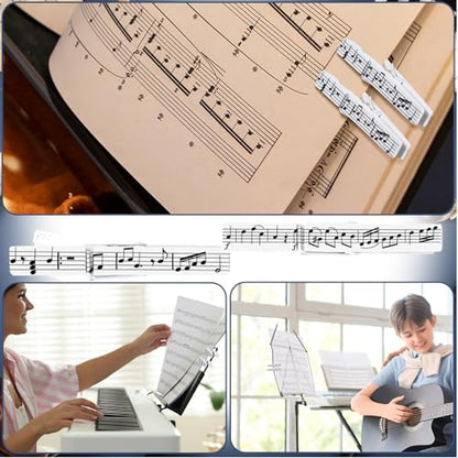 Bucherry 50 Pcs Music Gifts Music Sheet Clips Wooden Sheet Note Holder Clips for Musical Reading Stand Piano Guitar Violin Flute Instrument Player Musician Musical Graduation Teacher Student