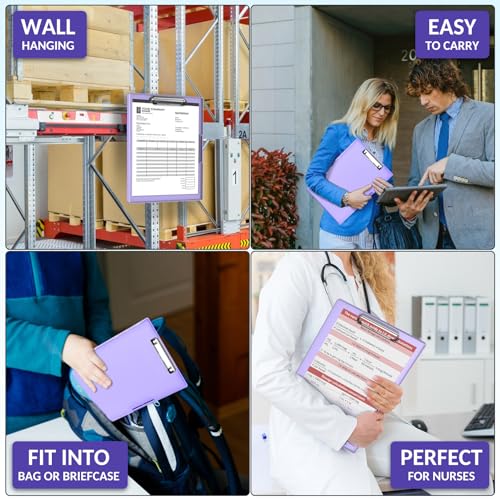 Sooez Nursing Clipboard with Storage, Clear Top Clip Boards 8.5x11 Lavender | Heavy Duty Plastic, Dry Erase, High Capacity, Nurse Essentials, Dental Assistant, Teacher & College School Office Supplies - color: Light Purple