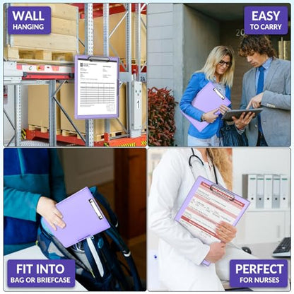 Sooez Nursing Clipboard with Storage, Clear Top Clip Boards 8.5x11 Lavender | Heavy Duty Plastic, Dry Erase, High Capacity, Nurse Essentials, Dental Assistant, Teacher & College School Office Supplies - color: Light Purple