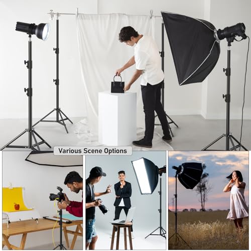 Photography Light Stand, 110"/9.2ft/280cm Portable Reverse Folding Tripod with Travel Bag Aluminum Heavy Duty for Camera,Video,Softboxes,Umbrell,Wedding Outdoor Video Shooting - color: Black