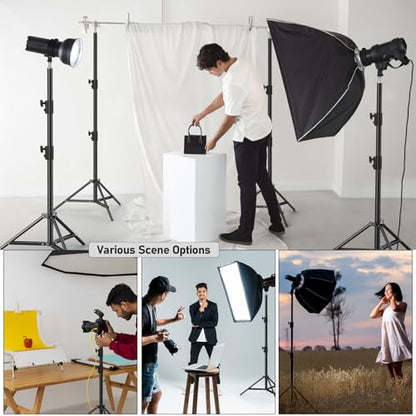 Photography Light Stand, 110"/9.2ft/280cm Portable Reverse Folding Tripod with Travel Bag Aluminum Heavy Duty for Camera,Video,Softboxes,Umbrell,Wedding Outdoor Video Shooting - color: Black