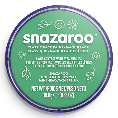 Snazaroo Classic Face and Body Paint, 18.8g Pot, Bright Green | Non-Toxic Hypoallergenic, Safe, Washable, Face & Body Paint for Halloween, Cosplay Costumes, Dress Up, Parties and Festivals - color: Bright Green, style: 18.8g (0.66-oz) Pot