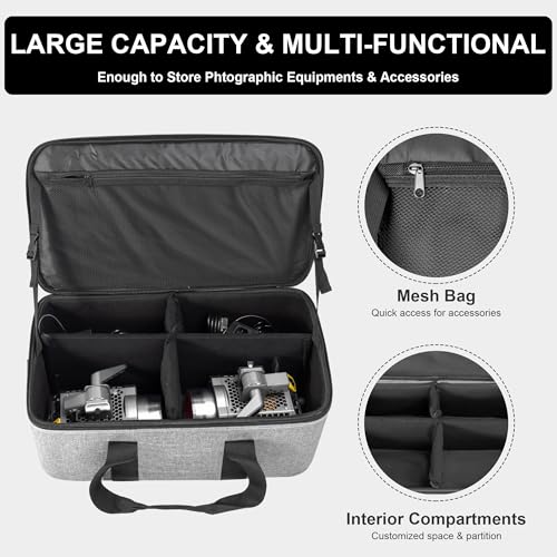 FOMITO Photography Lighting Equipment Bag, Padded Studio Light Carrying Case for Light Stands, Mini Softboxes, LED Lights & Camera Accessories, Adjustable Dividers, Travel Storage Bag 21.2"x12.2"x9.2" - size: S20/21.2"x12.2"x9.2"