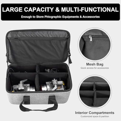 FOMITO Photography Lighting Equipment Bag, Padded Studio Light Carrying Case for Light Stands, Mini Softboxes, LED Lights & Camera Accessories, Adjustable Dividers, Travel Storage Bag 21.2"x12.2"x9.2" - size: S20/21.2"x12.2"x9.2"