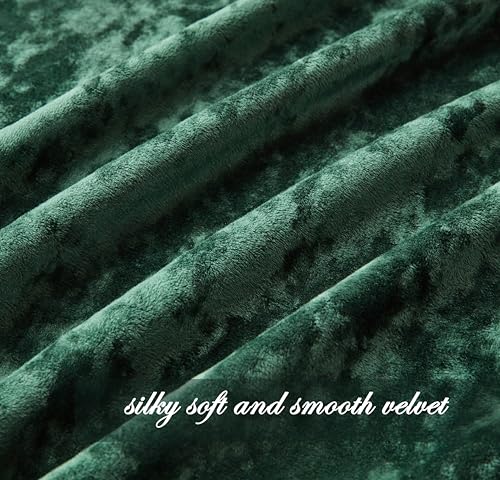Chezmoi Collection Lux Forest Green Crushed Velvet Curtains 2 Panel Set - 84 inches Long Room Darkening Luxury Distressed Velvet Rod Pocket Window Drapes for Living Room Bedroom 50" W x 84" L - color: Forest Green