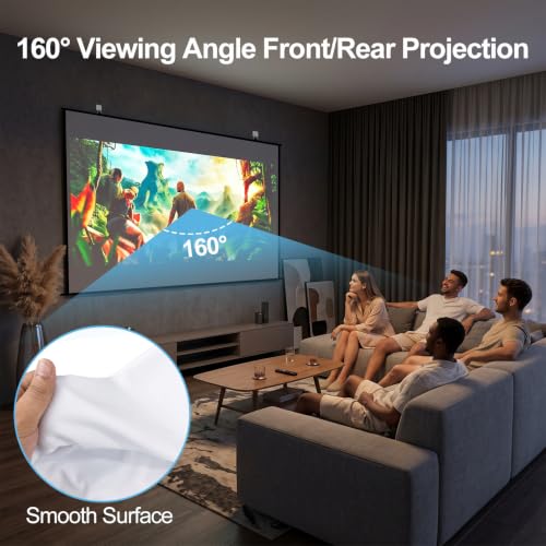100 inch Fixed Frame Projector Screen, Outdoor Indoor Movie Projector Screen, Wrinkle-Free Large Hanging Projection Screen for Room Wall, Theater, Camping, Backyard, 4K HD 16:9