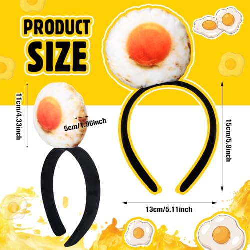 Knitgrip 2 Pcs Funny Headband For Women Costume Accessories,Fried Egg | Egg Hats for Adults Women, Halloween Party Dress Up, Novelty Headwear for Theme Events, Realistic Green Veggie Design - style: Fried Egg