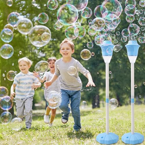 AIERSA Bubble Machine, 47 Inches Stand Bubble Machine with LED Lights 2 Pcs | 47 Inches Stand Design, Adjustable Height, Battery Powered, LED Lights, Indoor & Outdoor Bubble Fun - color: 2pcs Blue